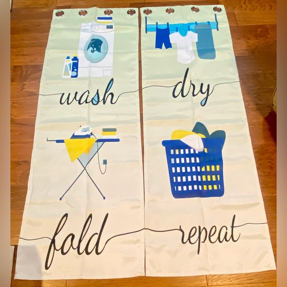 Other - New Laundry Room Curtain Panel Set - Wash Dry Fold Repeat